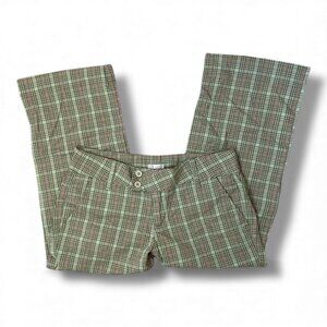Vintage Y2K Low Waisted Plaid Wide Leg Capri Pants in Sage Green | Womens Size S